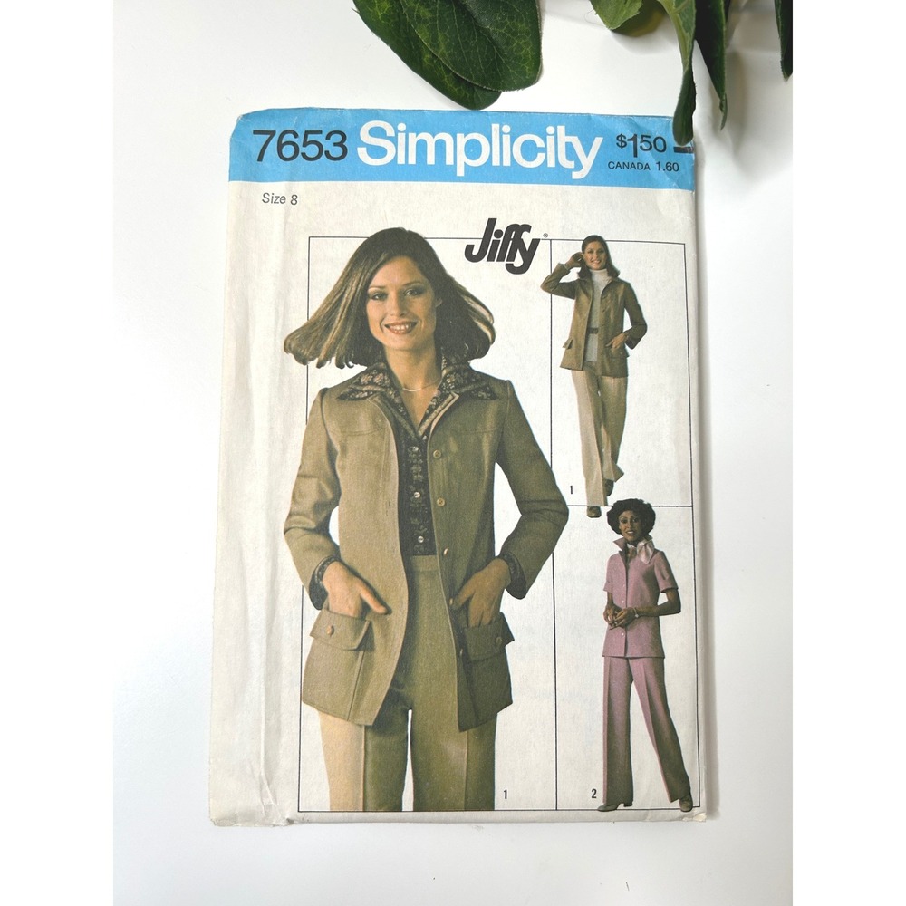 Simplicity 7653 NEW Sewing Pattern Size 8 1970s Jiffy‎ Top Pants Set